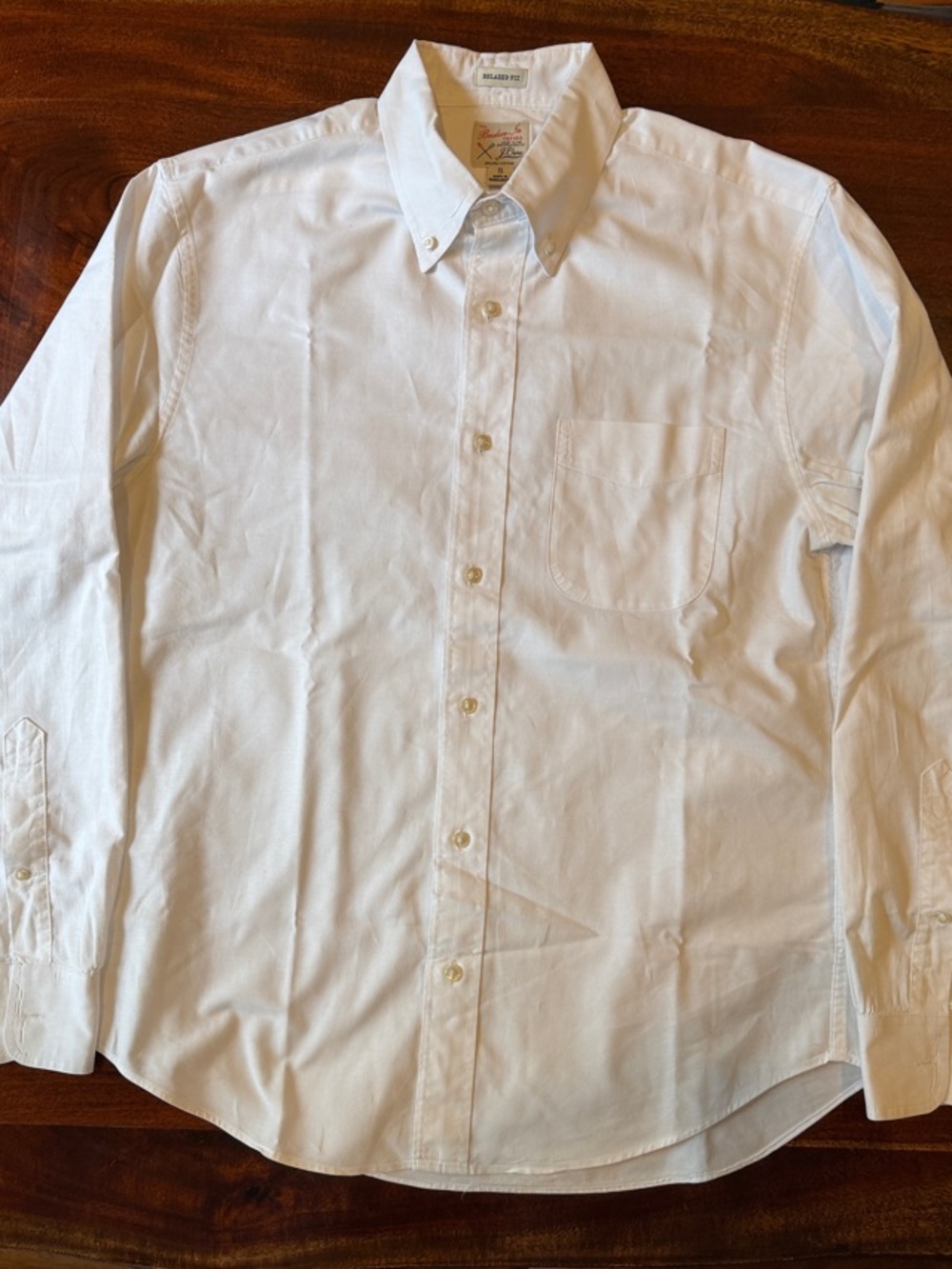 J. Crew Men's White Button-Down Oxford Shirt